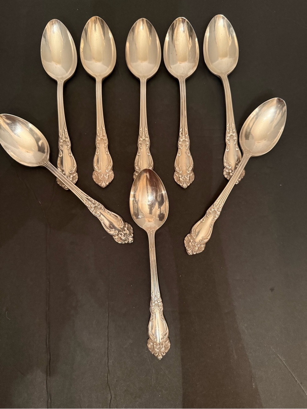 Vtg. Reed & Barton Silver Tone Ornate Teaspoon Set - Silver